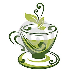 Vector icon of green tea cup