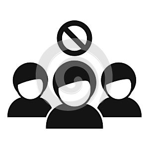 Vector icon of a group of people with a noentry sign above photo