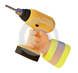 Vector icon. Hand holding a drill icon