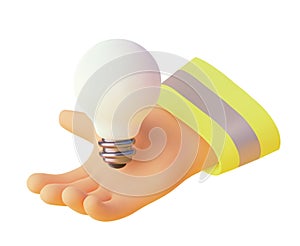 Vector icon. Hand holding lightbulb