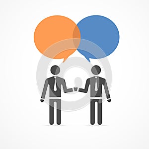 Vector icon handshake and talk people.