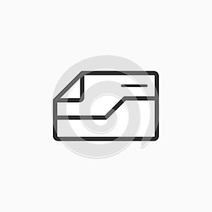 Vector Icon Horizontal Folder in a Thin Line. Sign Icon File Illustration for Graphic, User Interface design and Web design.