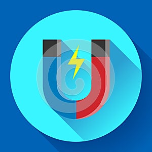 Vector icon horseshoe magnet. Symbol magnetism attraction. Flat design style. photo
