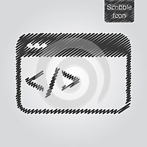 Vector icon of HTML concept in scribble style