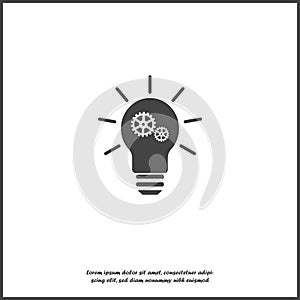 Vector icon idea arose. Icon of light bulb with gear on white isolated background. Layers grouped for easy editing illustration. photo