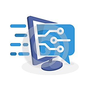 Vector icon illustration with digital media concept about information technology development