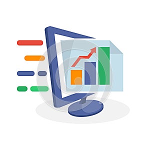 Vector icon illustration with digital media concepts about business and investment report information