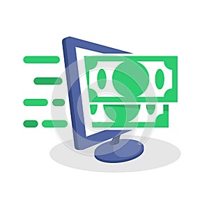 Vector icon illustration with digital media concepts about financial information, online money transfer transactions, online refun
