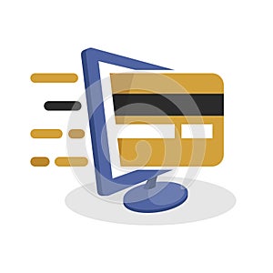Vector icon illustration with digital media concepts about online payment transactions with credit or debit card photo
