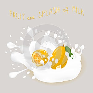 Vector icon illustration logo for ripe exotic fruit yellow kumquat