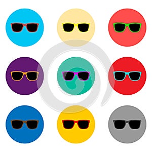 Vector icon illustration logo for set symbols beach sunglasses t