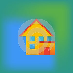 Vector icon or illustration showing cottage house in brutalism style