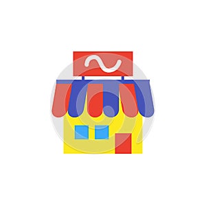 Vector icon or illustration showing store building in material design style