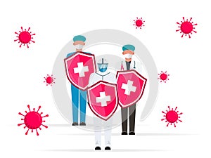 Vector icon of the immune system. immune system. Protection of health bacterial viruses. Prevention of human germs medically