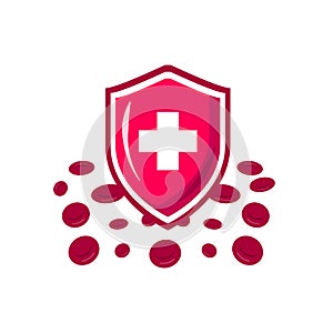 Vector icon of the immune system. immune system. Protection of health bacterial viruses. Prevention of human germs medically