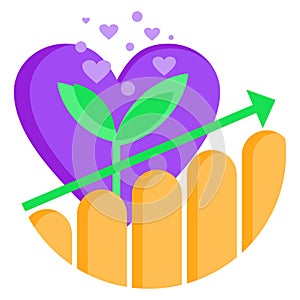 Vector icon of the increase customer loyalty