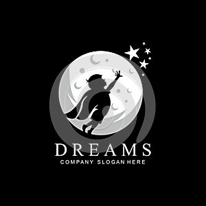 vector icon logo achieve dreams, education, star concept, children