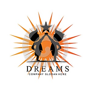 vector icon logo achieve dreams, education, star concept, children