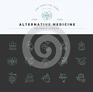 Vector icon and logo for alternative medicine. Editable outline stroke