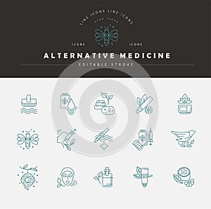 Vector icon and logo for alternative medicine. Editable outline stroke