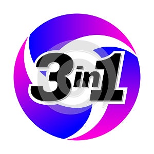 3in1 vector icon logo badge. 3 in 1 concept illustration for packaging