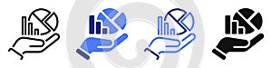 Vector icon or logo of hand with data graph