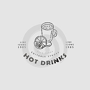 Vector icon and logo hot drinks for cold weather, merry Christmas