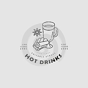 Vector icon and logo hot drinks for cold weather, merry Christmas
