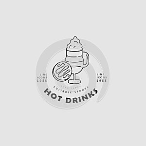 Vector icon and logo hot drinks for cold weather, merry Christmas