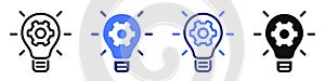 Vector icon or logo of light bulb with gear