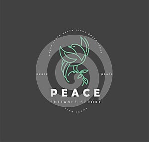 Vector icon and logo peace and charity. Editable outline stroke