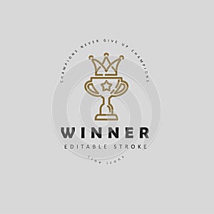 Vector icon and logo winner and champion. Editable outline stroke photo