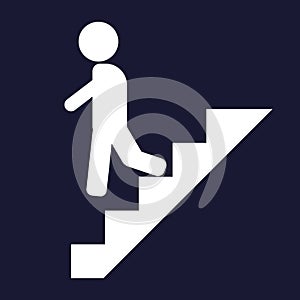 Vector icon of a man goes down the stairs, on career ladder