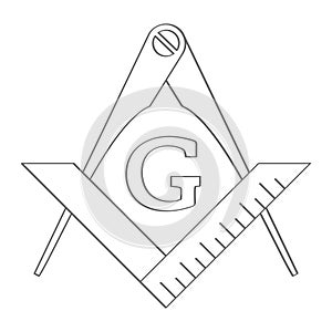 Vector icon with Masonic Square and Compasses