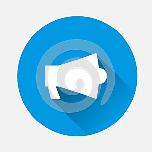 Vector icon megafon on blue background.Flat image megafon with