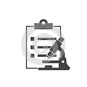 Vector icon microscope and sheet of paper on white isolated background photo