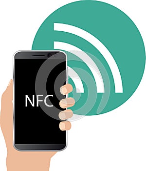 Vector icon. NFC touch payment concept.