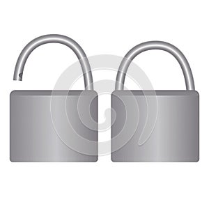 Vector icon open and closed padlock. Symbol Locked and Blocked. Stock template.