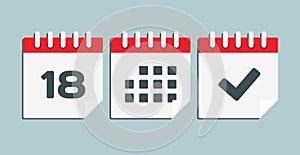 Vector icon page calendar - 18 day, agenda, done
