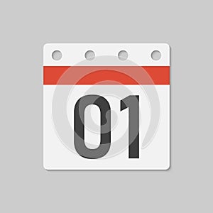 Vector icon page calendar - day 1, countdown