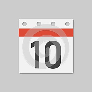 Vector icon page calendar - day 10, countdown