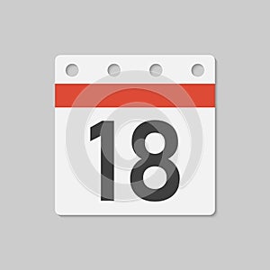 Vector icon page calendar - day 18, countdown