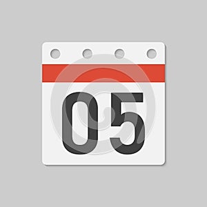 Vector icon page calendar - day 5, countdown
