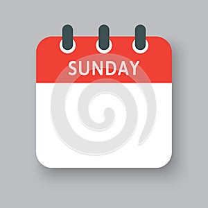 Vector icon page calendar, days of week Sunday