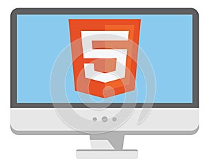 Vector icon of personal computer with html5