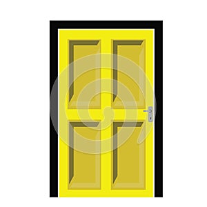 vector icon pintu kayu pintu kamar warna kuning cartoon