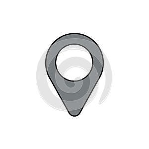 Vector icon of placemarker map pointer. Black outline and colored