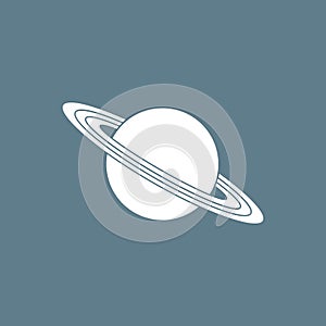 Vector icon planet Saturn with rings. Astronomy