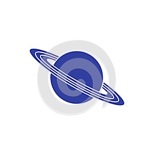 Vector icon planet Saturn with rings. Astronomy