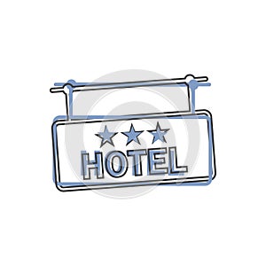 Vector icon plate hotel three stars on cartoon style on white isolated background